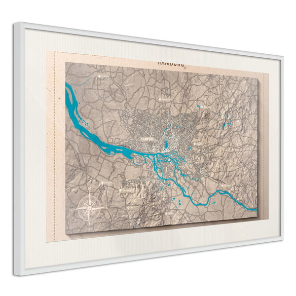 Poster 'Raised Relief Map: Hamburg'