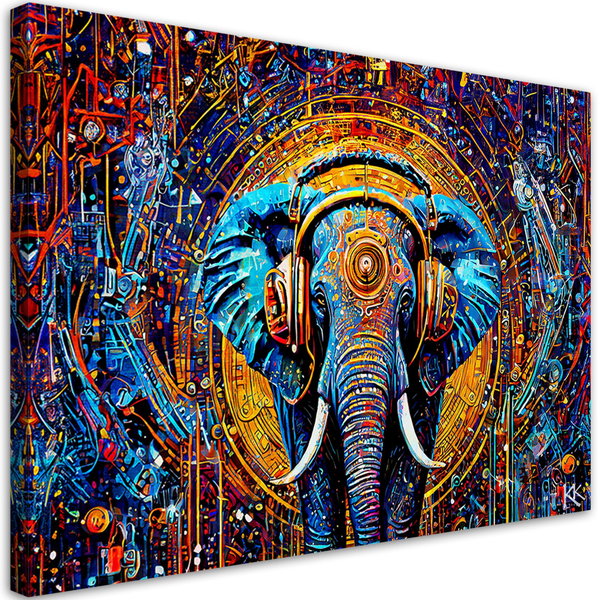 Kunstdruck auf Leinwand 'Electro Elephant Rhapsody'