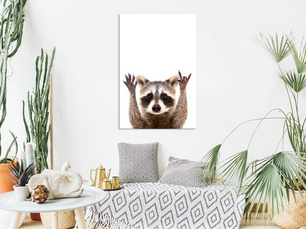 Kunstdruck auf Leinwand 'Raccoon Vertical'