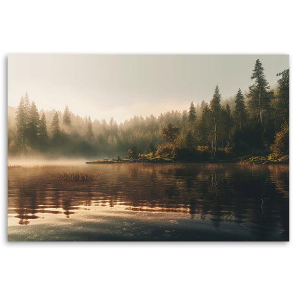 Kunstdruck auf Leinwand 'Morning Fog Lake'