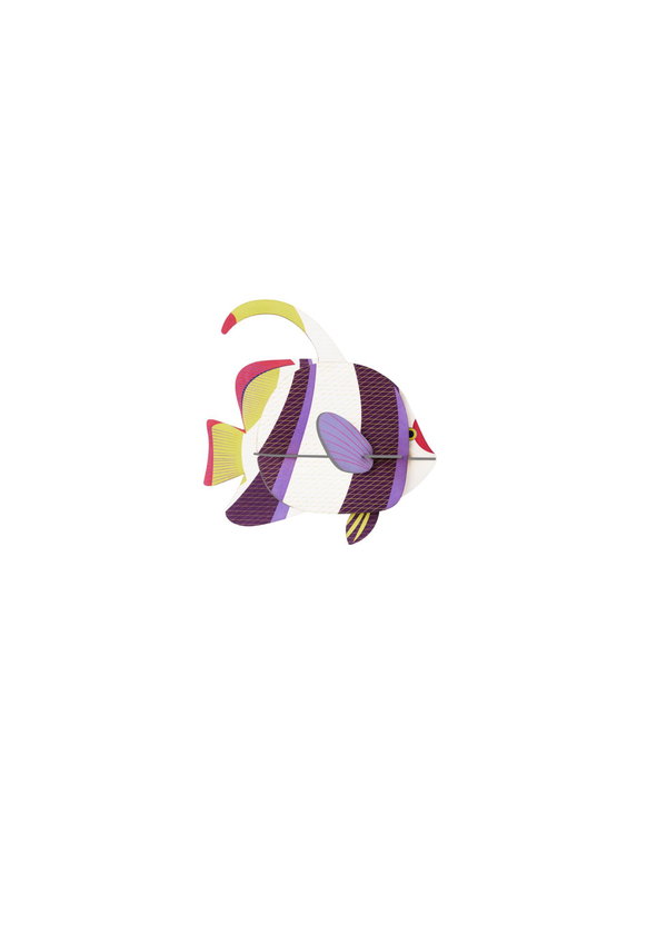 3D Wandobject gemaakt van karton 'Striped Angelfish'