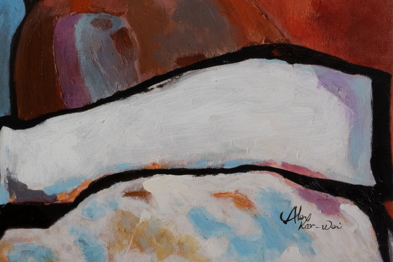 Handgeschilderd schilderij 'Head Up' 70x100cm | incl. certificaat van echtheid in de ruimte.