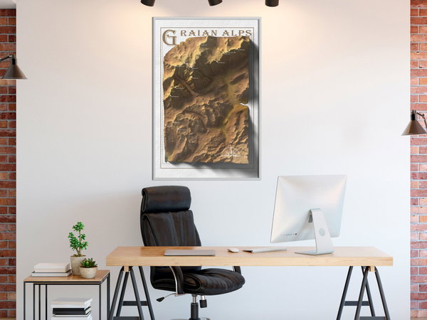 Poster 'Raised Relief Map: Graian Alps'