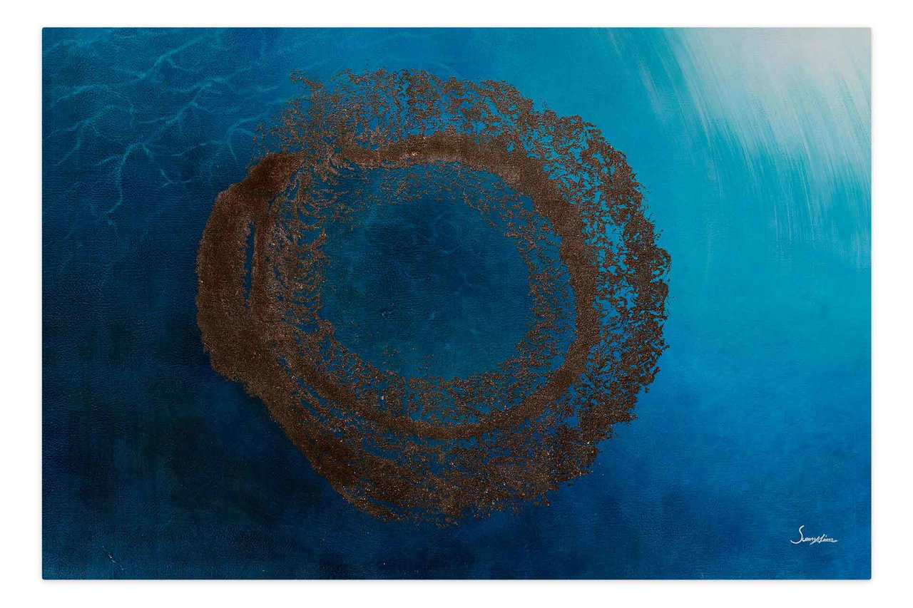 Olieverf schilderijen 'Circle of Passion' | Handgeschilderd unicum 180x120cm komt in de ruimte goed tot zijn recht.