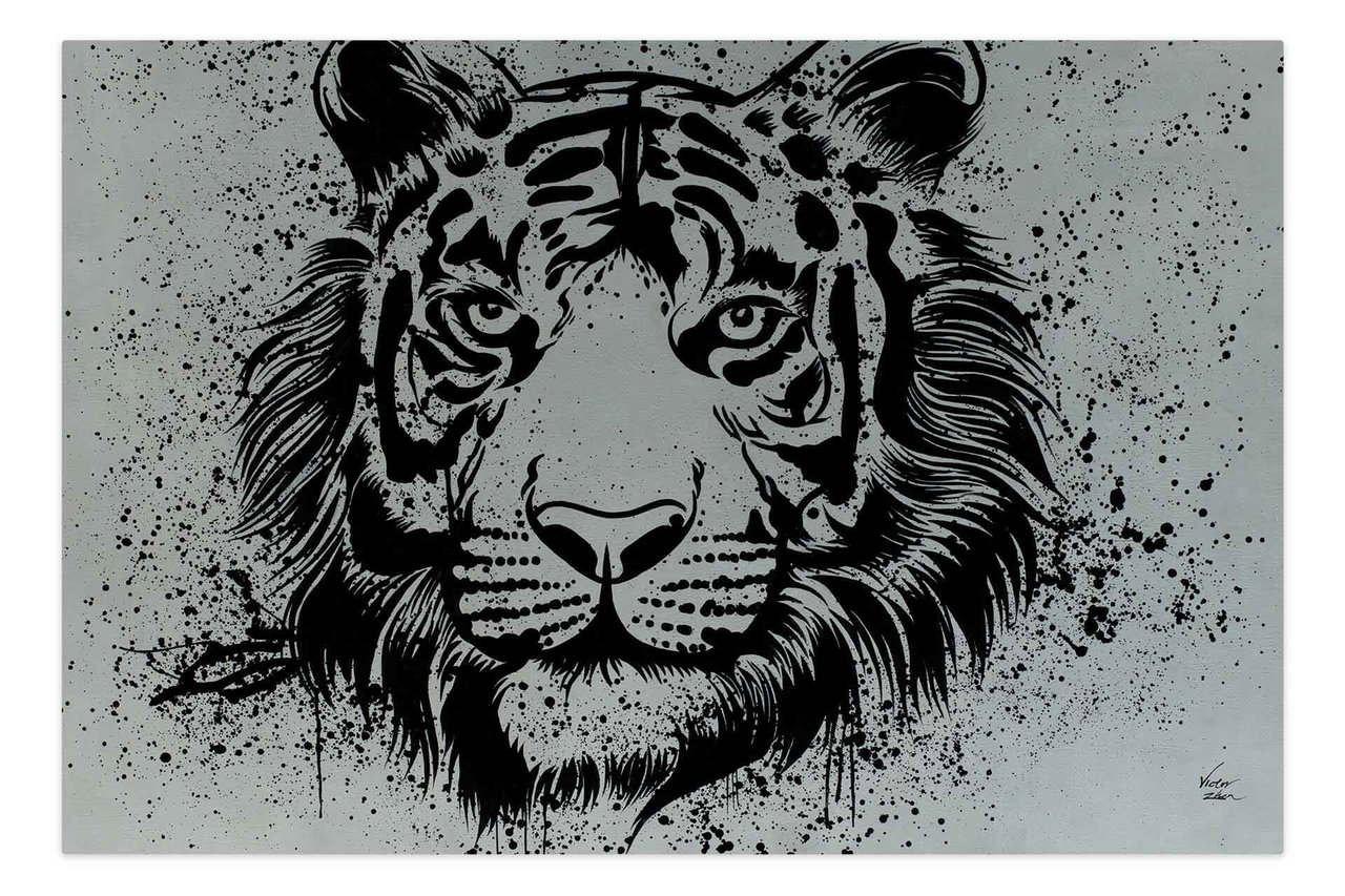 Olieverf schilderijen 'Features of a Tiger' | Handgeschilderd unicum 180x120cm komt in de ruimte goed tot zijn recht.