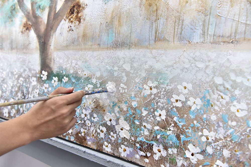 Dipinto acrilico moderno di albero su tela