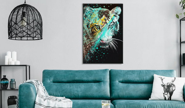 Kunstdruck auf Leinwand 'Mint Tiger Vertical'