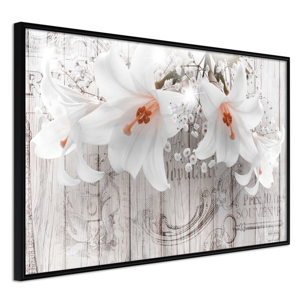 Poster 'Lilies on Wood'