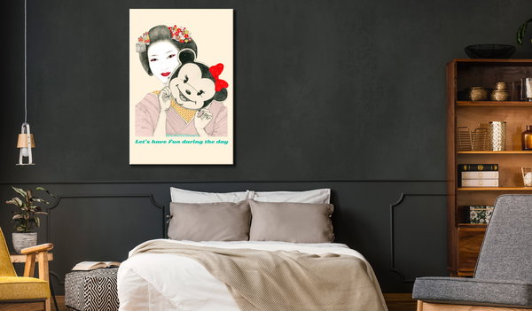 Kunstdruck auf Leinwand 'Funny Geiko Vertical'