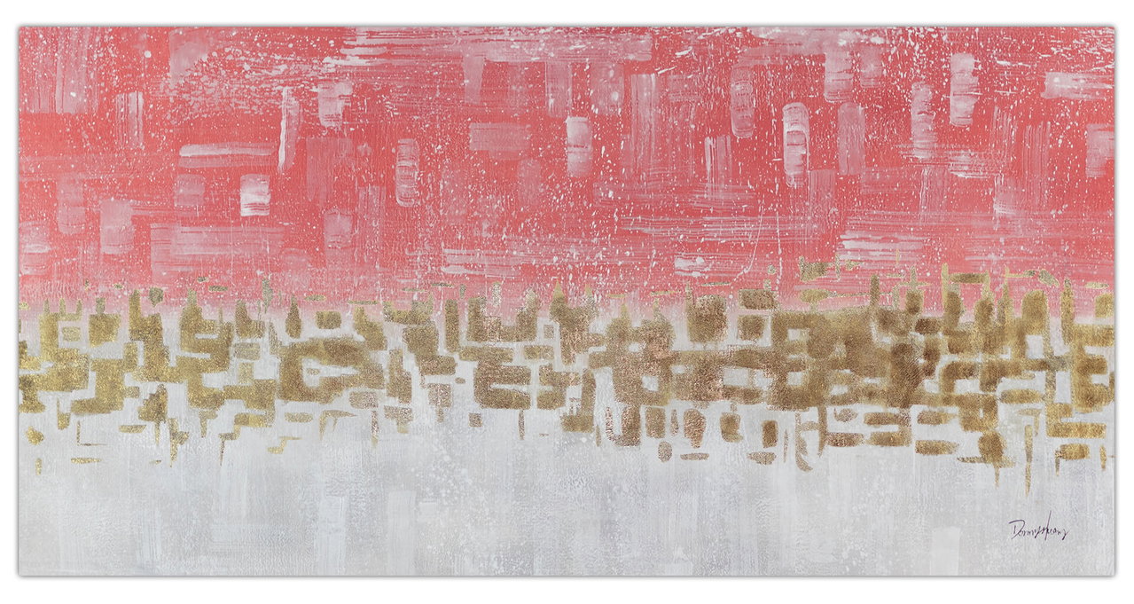 XXL Schilderij 'The Golden City' | Handgeschilderd unicum 200x100cm in de ruimte.