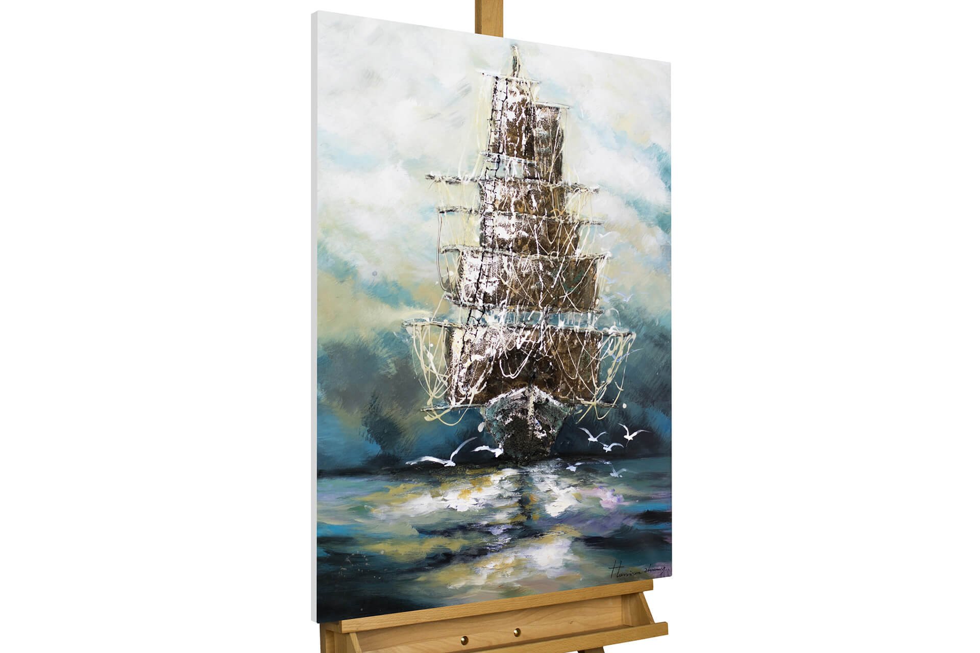 Barco en mar abierto Pintura acrílica Decoración del hogar Pintura