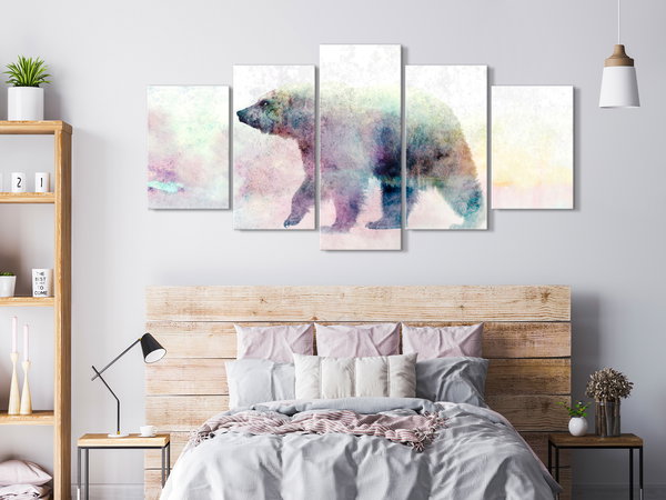 Kunstdruck auf Leinwand 'Lonely Bear (5-teilig) Wide'