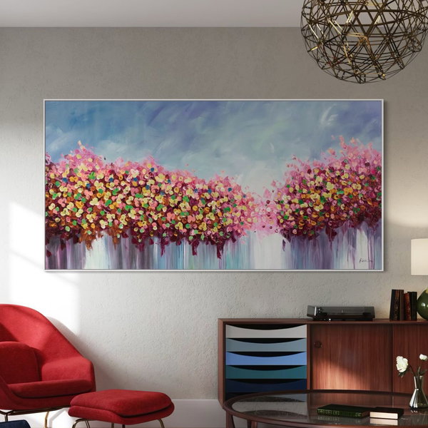 XXL Öl Gemälde 'Reddish Bushes' | Handgemaltes Unikat 200x100cm