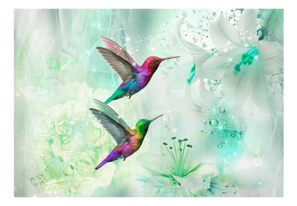 Самозалепващи тапет 'Colourful Hummingbirds (Green)'