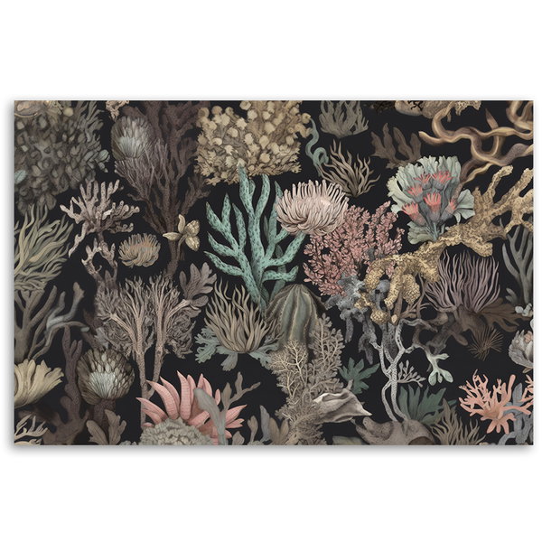 Kunstdruck auf Leinwand 'Corals in Black 1'