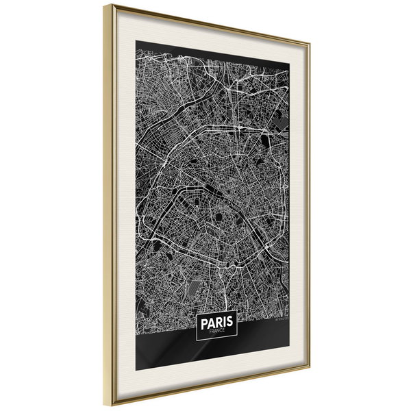Poster 'City Map: Paris (Dark)'