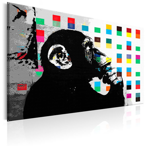 Art print on canvas 'Banksy The Thinker Monkey'