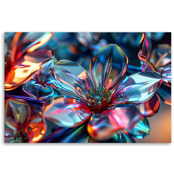 Kunstdruck auf Leinwand 'Neon Prism Blossoms 5'