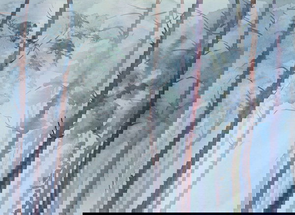 Papel de parede 'Aquarelle Forest' 350x255cm