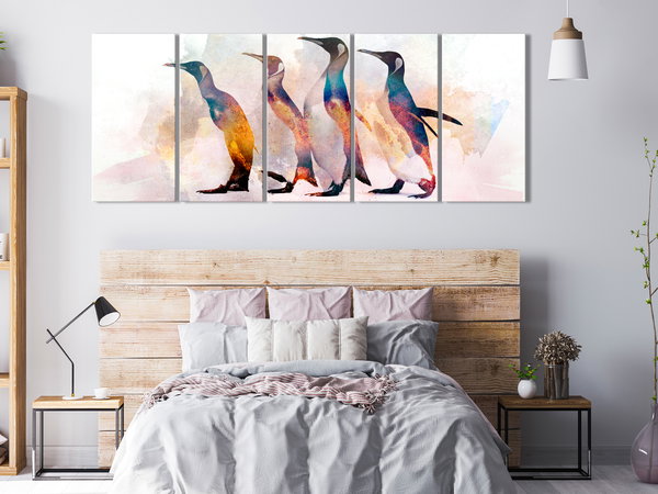 Kunstdruck auf Leinwand 'Penguin Wandering (5-teilig) Narrow'