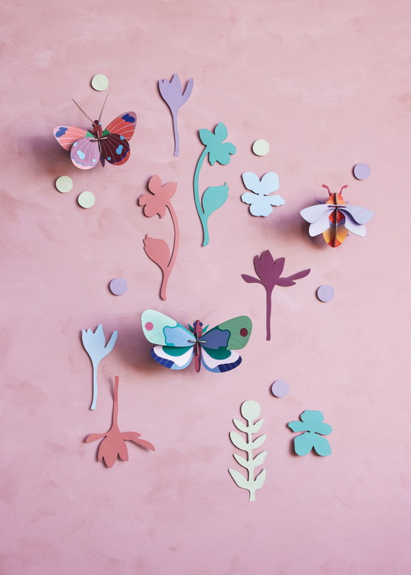Wanddeko Papier 'Schmetterlingsgarten-Set'