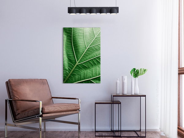 Kunstdruck auf Leinwand 'Malachite Leaf Vertical'