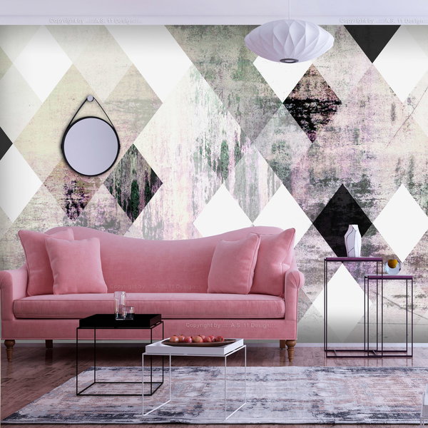 Self-adhesive wallpaper 'Rhombic Chessboard (Pink)'
