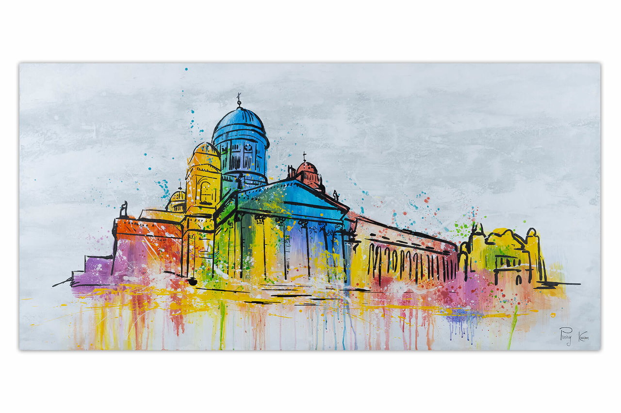 Handgeschilderd schilderij 'Helsinki Cathedral' 120x60cm | incl. certificaat van echtheid in de ruimte.