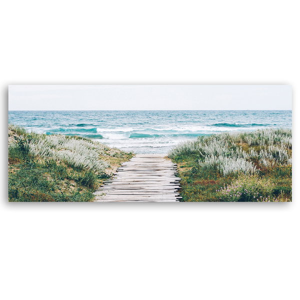 Kunstdruck auf Leinwand 'Beach with Coastal Grasses 2'