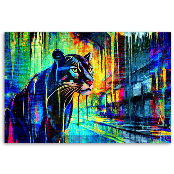 Kunstdruck auf Leinwand 'Prismatic Panther 1'