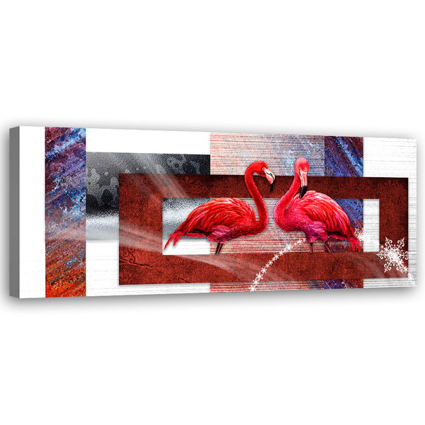 Kunstdruck auf Leinwand 'Flamingo in Scarlet Frames'