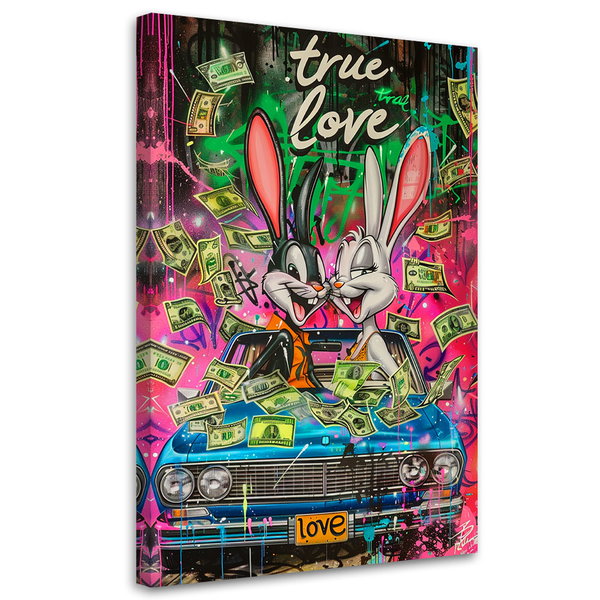 Kunstdruck auf Leinwand 'Bunny-Money Love'