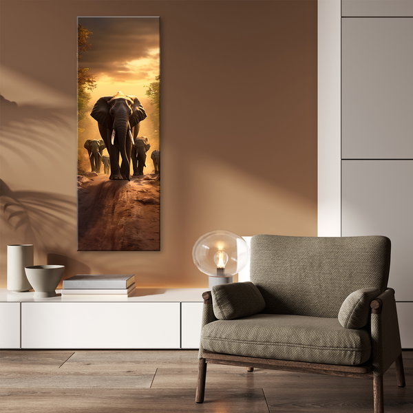 Kunstdruck auf Leinwand 'Elephant and Calves'