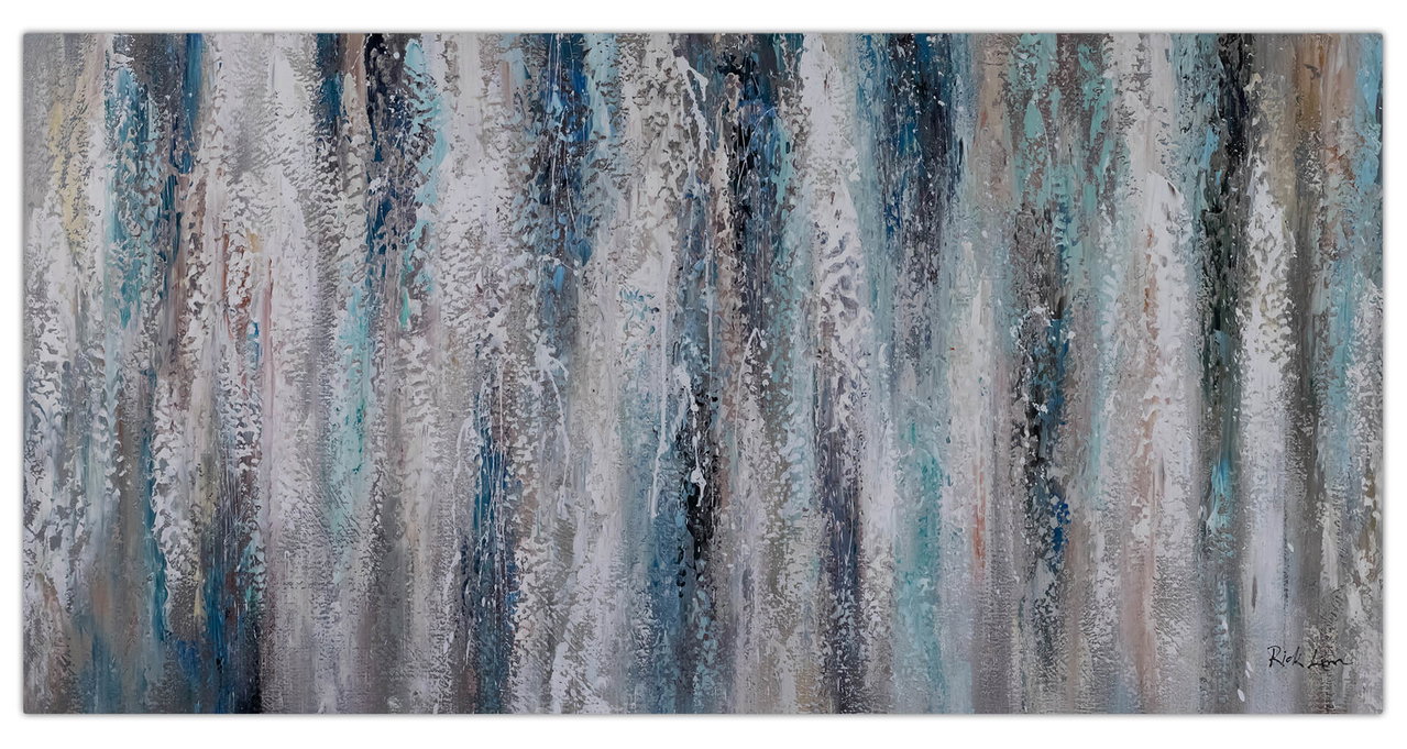 XXL Olieverf schilderijen 'Layers of the Sea' | Handgeschilderd unicum komt in de ruimte goed tot zijn recht.