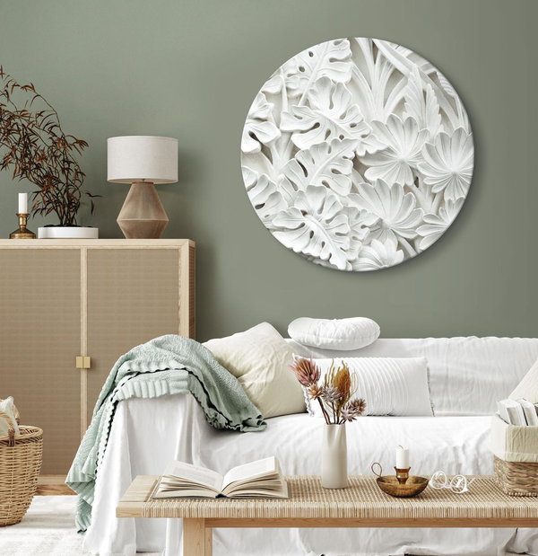 Rundes Bild 'Stone Leaf Carvings'