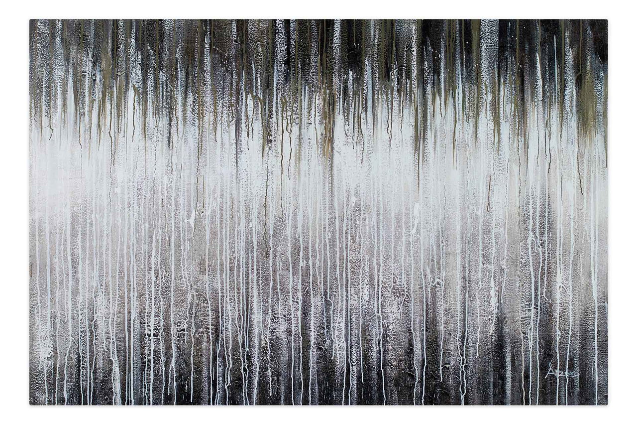 XXL Olieverf schilderijen 'Quiet Rain in Fog' | Handgeschilderd unicum in de ruimte.