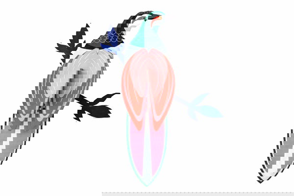 3D Wandobject gemaakt van karton 'Tropical Paradise Bird'