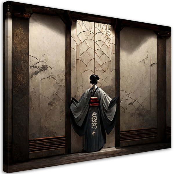Kunstdruck auf Leinwand 'Geisha's Silent Reflection'