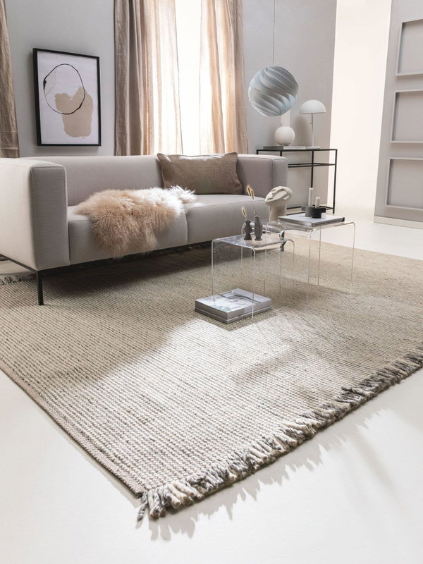 Design Wollteppich Mary Beige/Grau