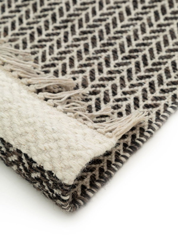 Design Wollteppich Kim Schwarz/Weiß