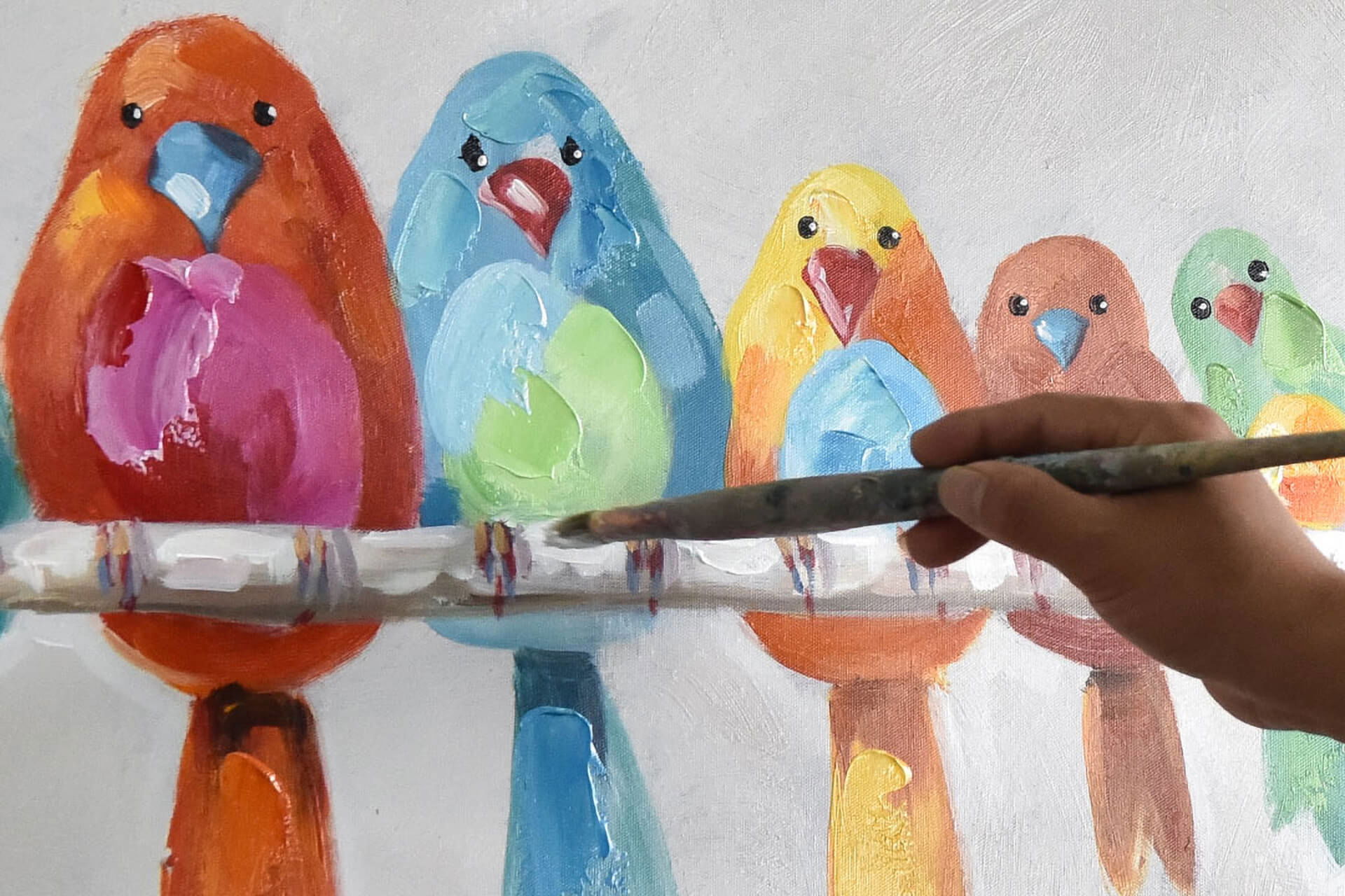 Scoprire dipinto di uccelli colorati