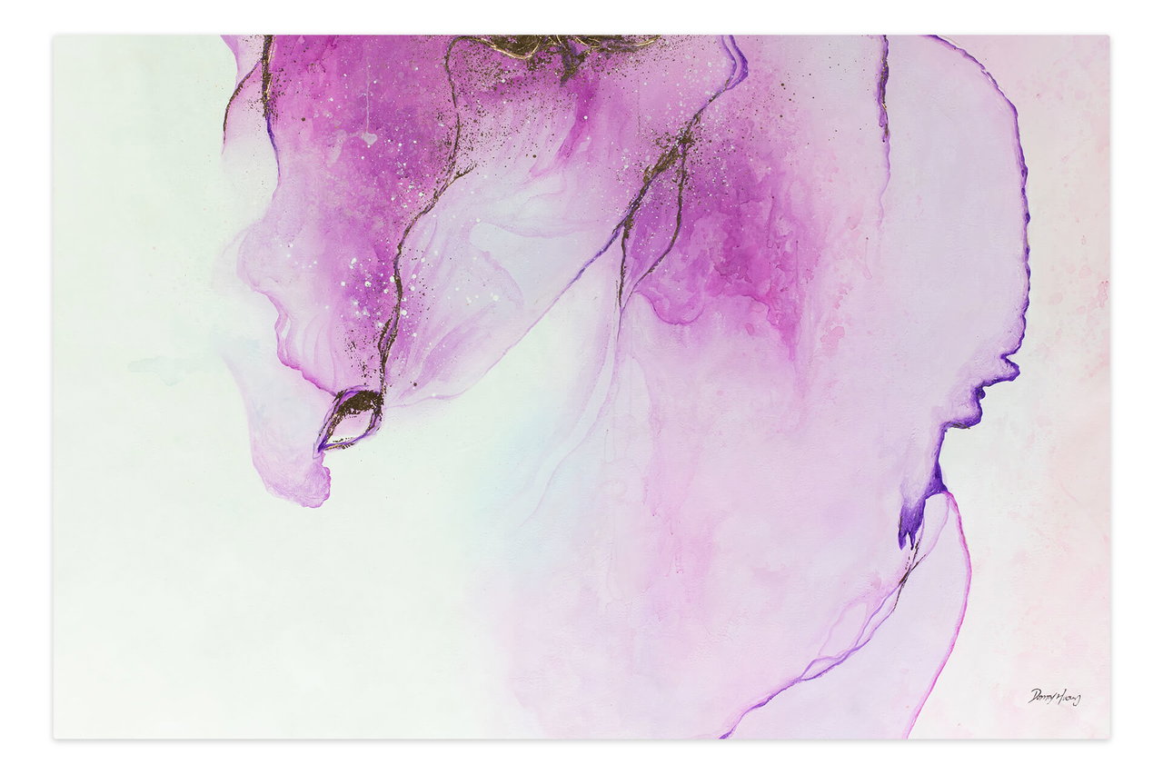 Olieverf schilderijen 'Aquarelle' | Handgeschilderd unicum 180x120cm in de ruimte.