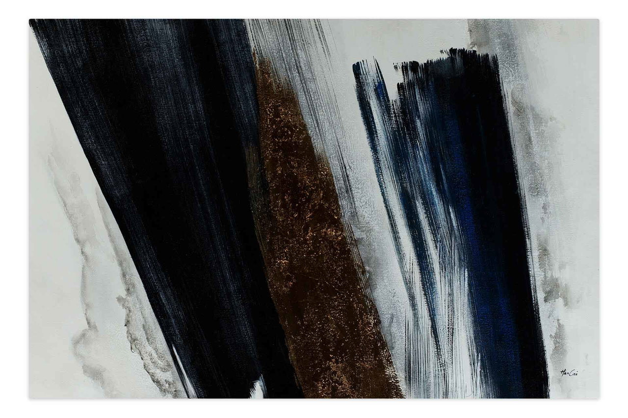 XXL Olieverf schilderijen 'Graphite Gradation' | Handgeschilderd unicum komt in de ruimte goed tot zijn recht.