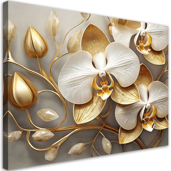 Kunstdruck auf Leinwand 'Golden Petal Symphony 6'