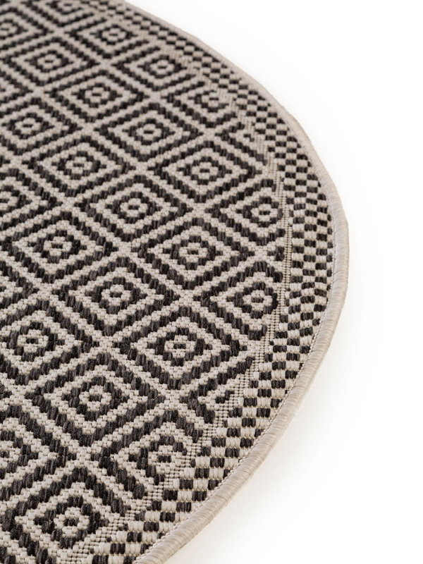 Design In- &amp; Outdoor Runder Teppich Cleo Weiß/Schwarz