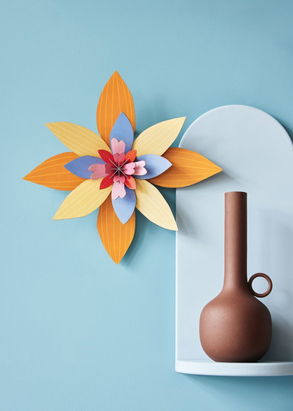 Wall deco 3d of cardboard 'Layered Paper Bloom'