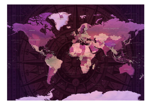 Selbstklebende Tapete 'Purple World Map'