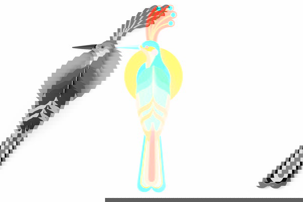 3D Wandobject gemaakt van karton 'Tropical Bird Art'