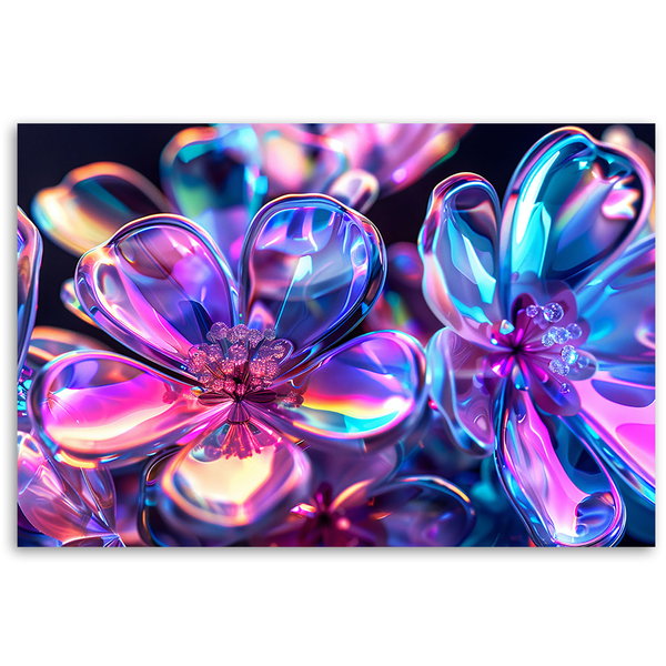 Kunstdruck auf Leinwand 'Neon Prism Blossoms 7'