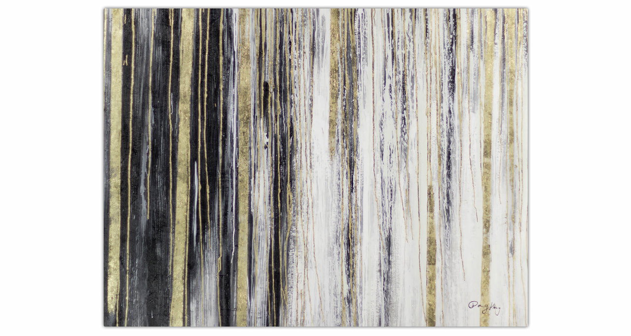 XXL Schilderij 'Golden Electricity' | Handgeschilderd unicum 200x150cm komt in de ruimte goed tot zijn recht.